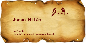 Jenes Milán névjegykártya